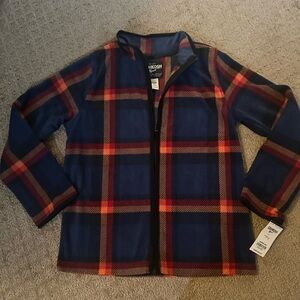 OshKosh B'gosh Kids plaid Jacket - Navy and Orange 10
